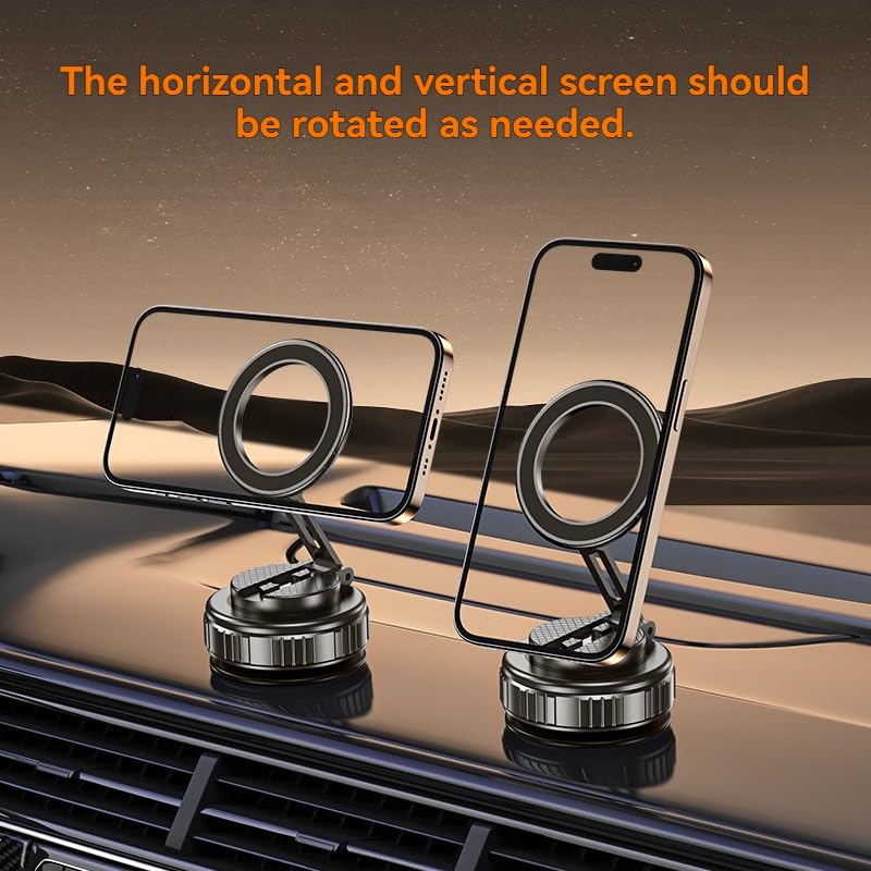 Soporte para teléfono con portabrocas al vacío, fuerte soporte magnético para teléfono de coche para iPhone 16, 15, 14, 13, 12 Android, soporte de teléfono ajustable para salpicadero, soporte manos