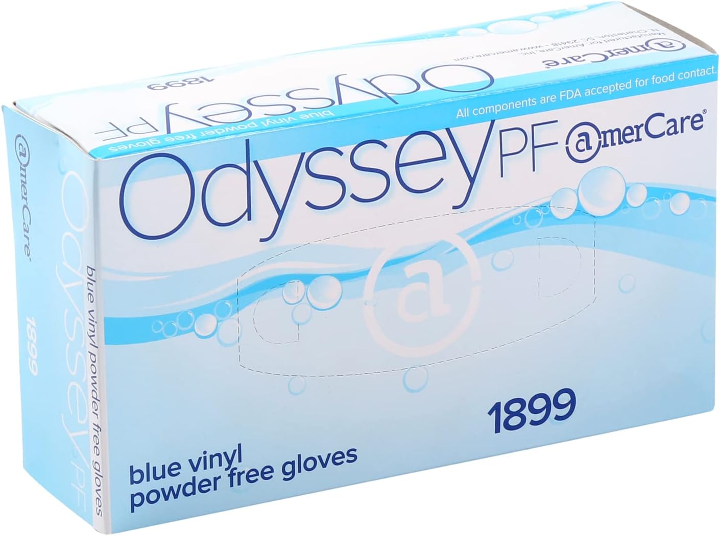AmerCare Odyssey Vinyl Gloves, Powder Free, XXL, Case of 900