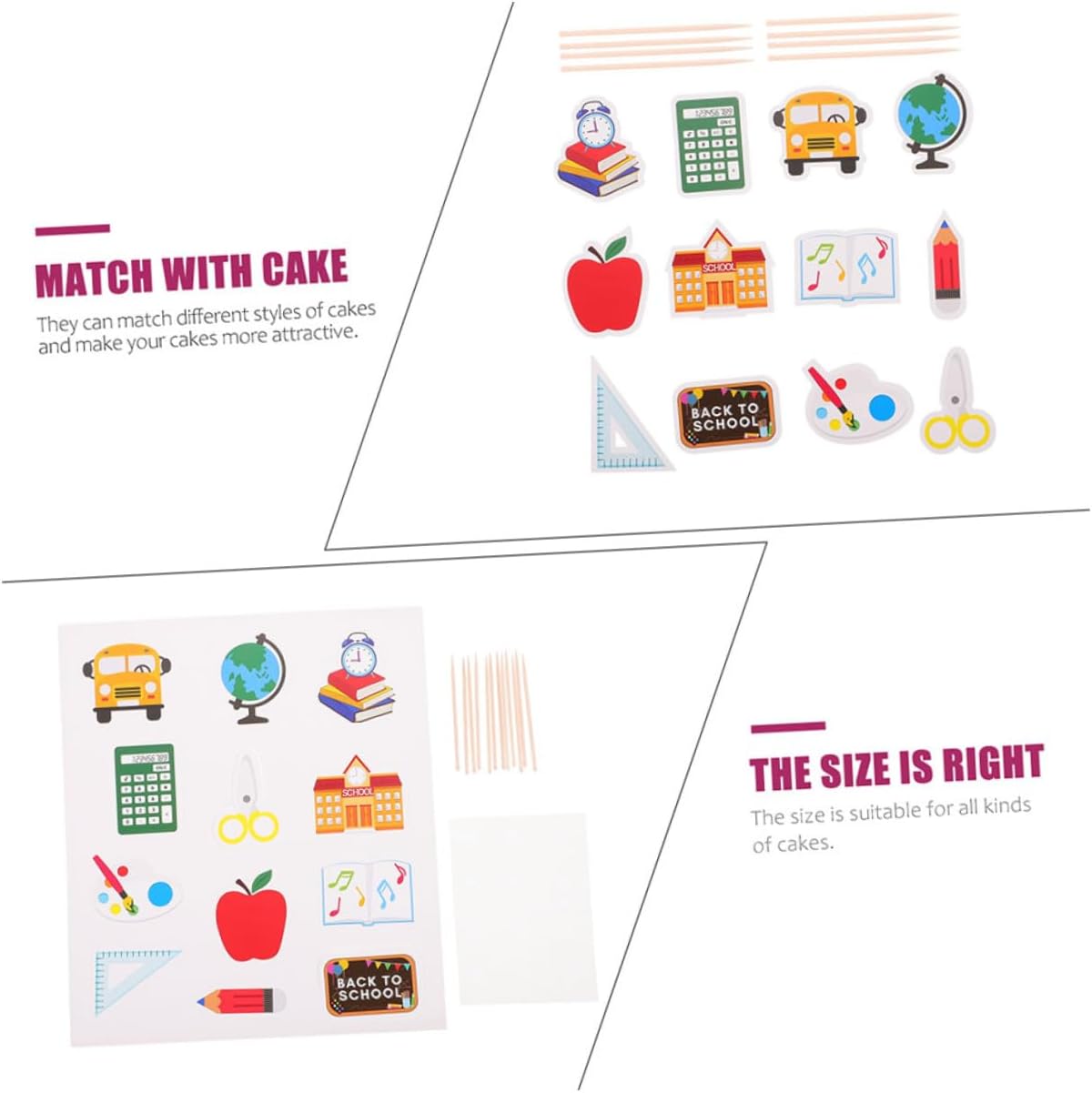 Roleader 12pcs Back to School Dessert Cake Picks Creative Cupcake Decor for Graduation Party Photo Props Non-edible Cake Topper Set