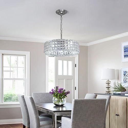 Miniatura 45 de Moderno candelabro de cristal LED, iluminación empotrada, lámpara colgante con control remoto para sala de estar, comedor, dormitorio, isla