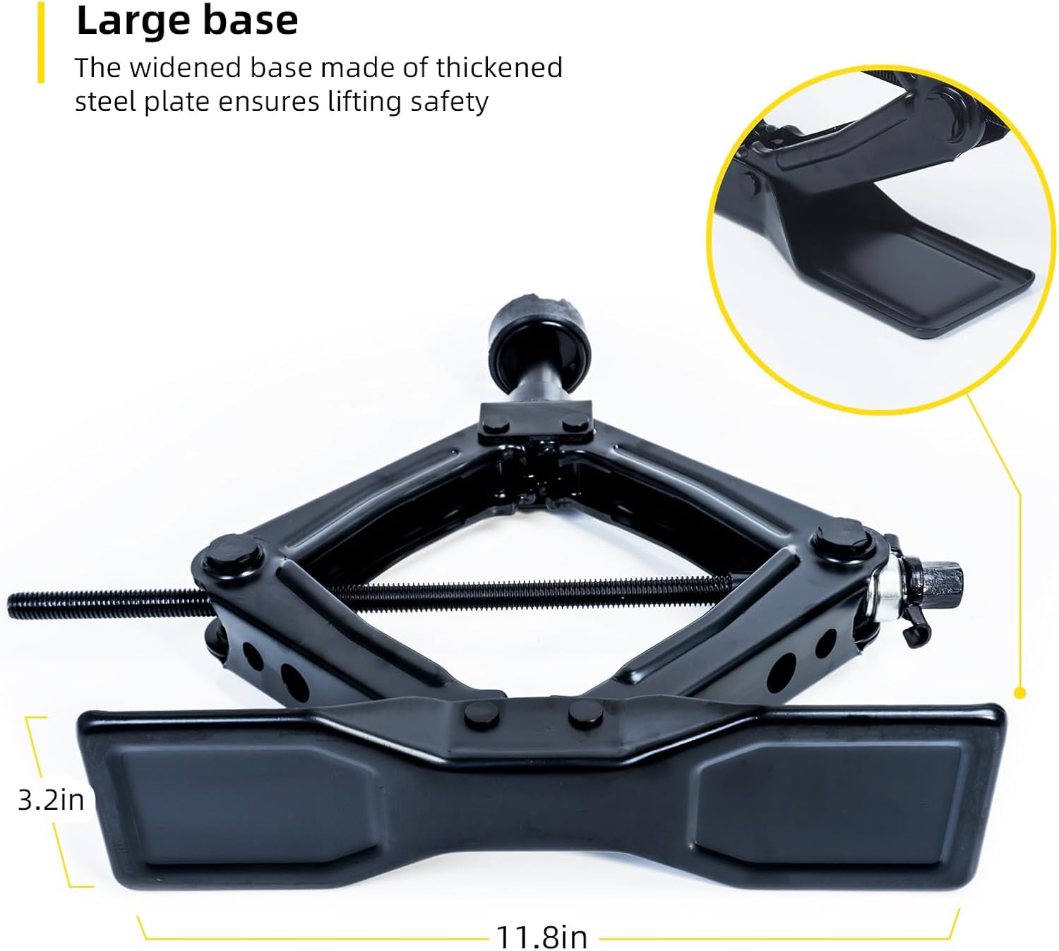 Steel Scissor Jack for Car 1.8 Ton Oversized Base, Portable, Ideal for SUV and Auto, Tire Changing Kit, Ratchet Handle Saving Strength Design (1.8 Ton Scissor Jack + Lug Wrench, 1)
