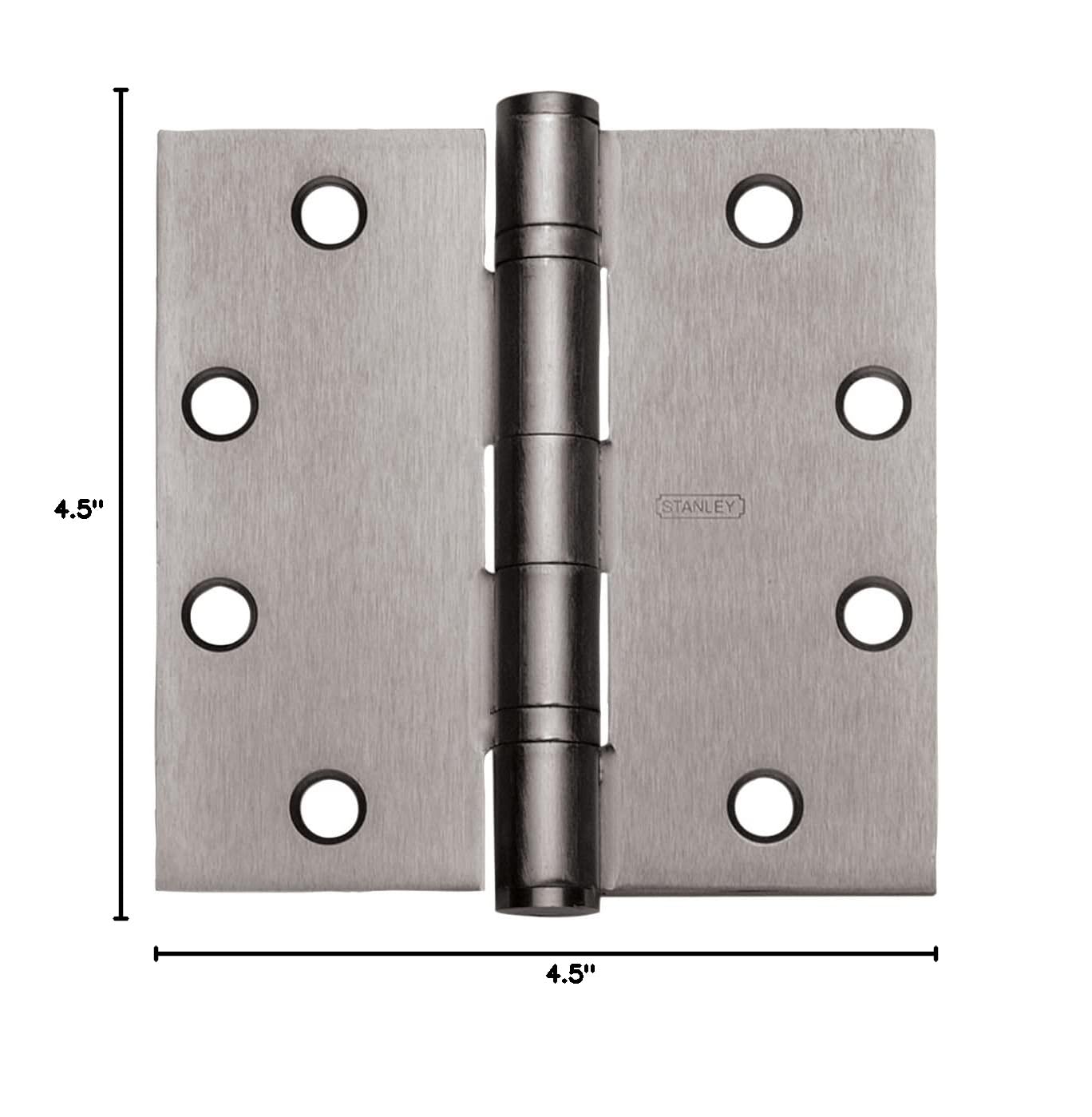 Stanley Security FBB19141232DNRP 4-1/2" x 4-1/2" Full Mortise Ball Bearing Standard Weight Square Corner Hinge Non Removable Pin # 040116 Satin Stainless Steel Finish