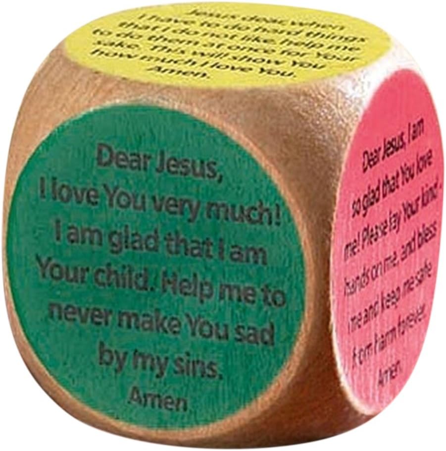 Prayer Cubes Wooden Children's with 6 Prayers, 1 5/8 Inch
