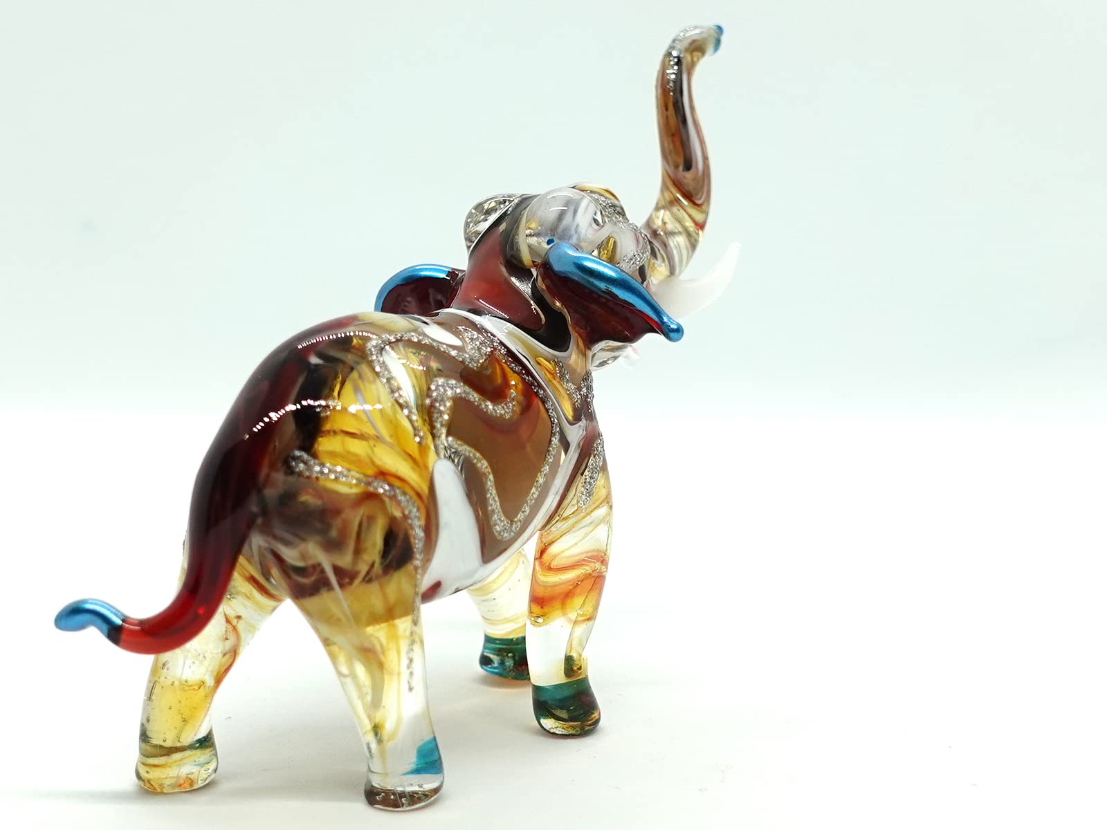 Figuras de elefante de 4 pulgadas, diseño de animales soplados a mano, de cristal, para regalo, coleccionable, multicolor
