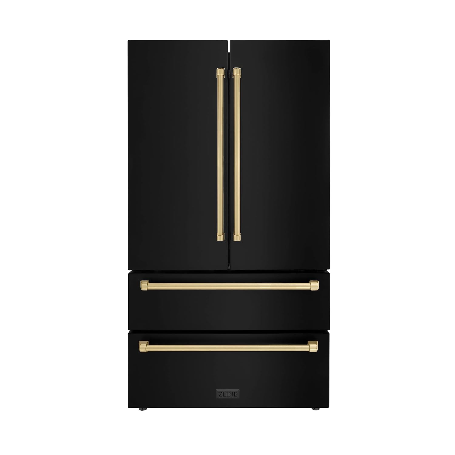 Z Line Kitchen and Bath ZLINE Autograph 36 in. Black Steel Counter-Depth Refrigerator w/Bronze Handles (RFMZ-W-36-BS-CB)