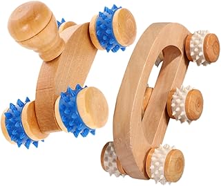 NIYANGLE 2 Peças Ferramentas De Massagem Massageador De Pés Massageador De Pescoço Massageador De Rolo De Madeira Para Massagem Corporal Rolo De Bola De Massagem De Pés Rolo De Massagem De