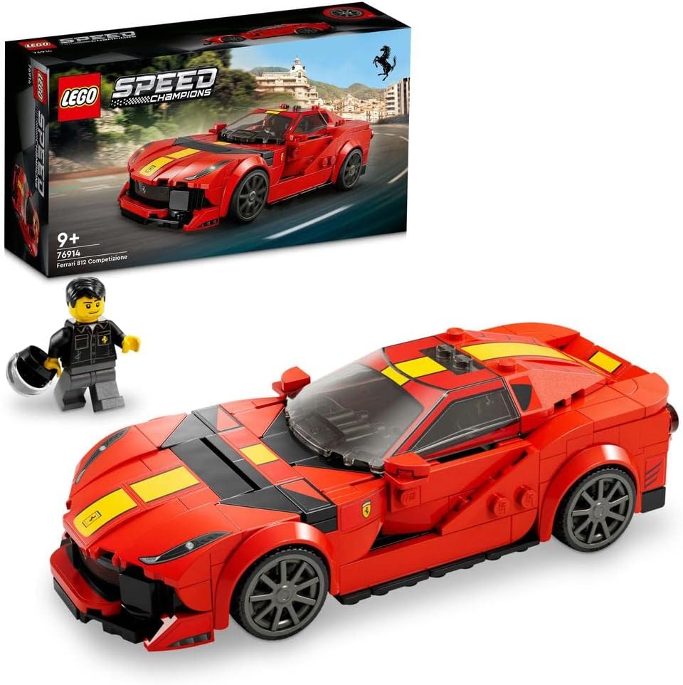 76914 Speed Champions Ferrari 812 Competizione, Sports Car Toy Model Building Kit for Kids, Boys & Girls, 2023 Series, Collectible Race Vehicle Set