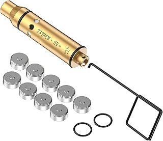 Red Laser Bore Sight 9mm/223 5.56mm Rem Gauge Laser Boresighter with Chamber Extractor Tool and 3 Sets Batteries - Theopot