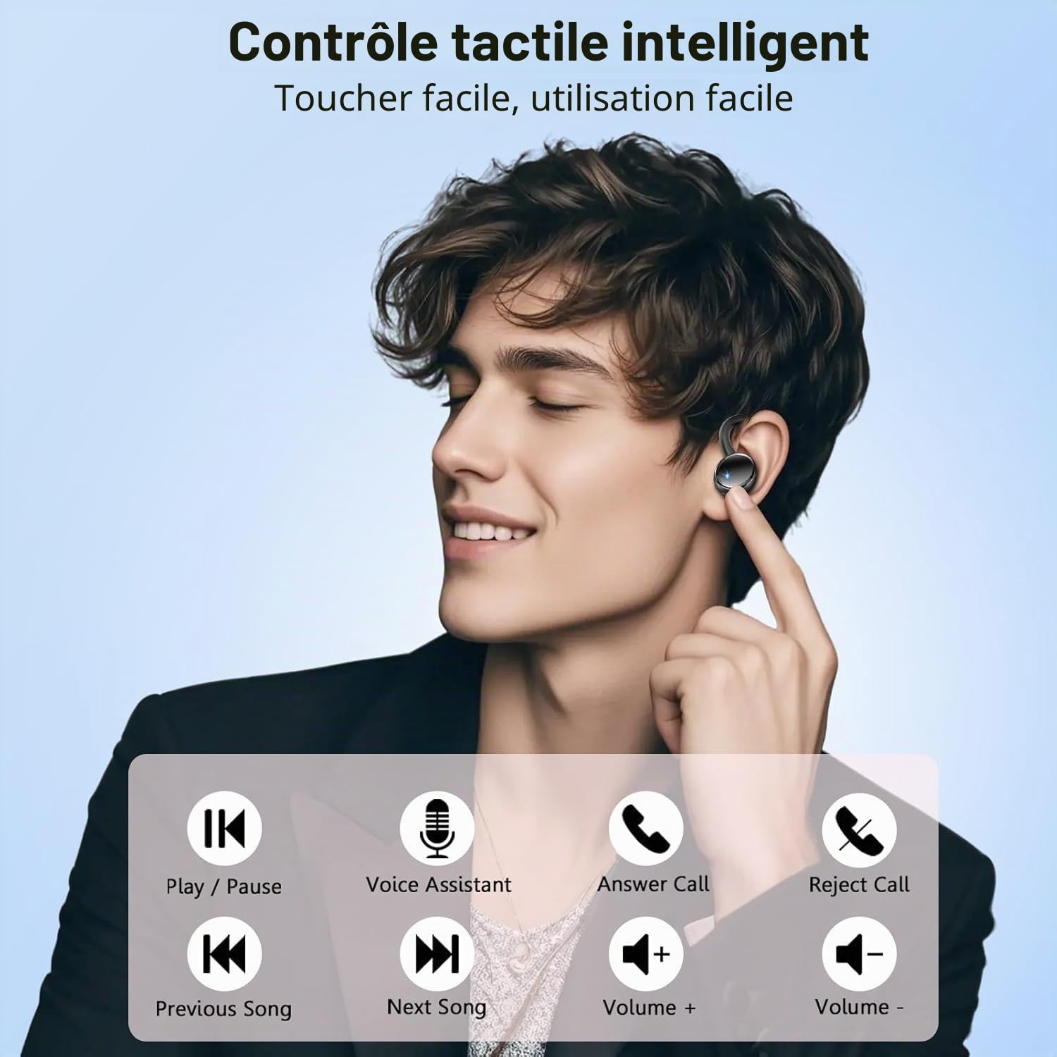 Ecouteurs Bluetooth sans Fil Sport, 2026 Écouteur Bluetooth 5.4 avec HiFi Stéréo, 50H Écouteur Bluetooth 4 ENC Réduction Bruit Mic, Écran LED Casque pour Running, IP7 Étanche Oreillette Bluetooth