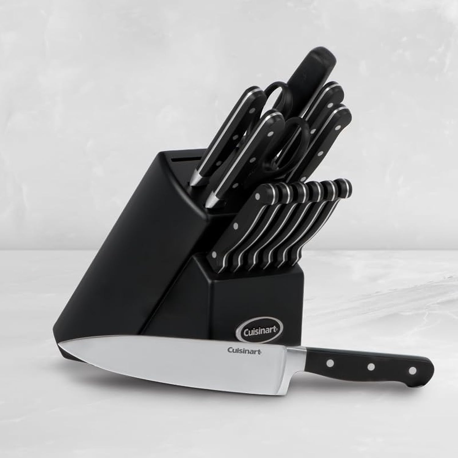 14 Piece Block Set Forged Triple Rivet Cutlery Set - Black (TRC-14CEC)
