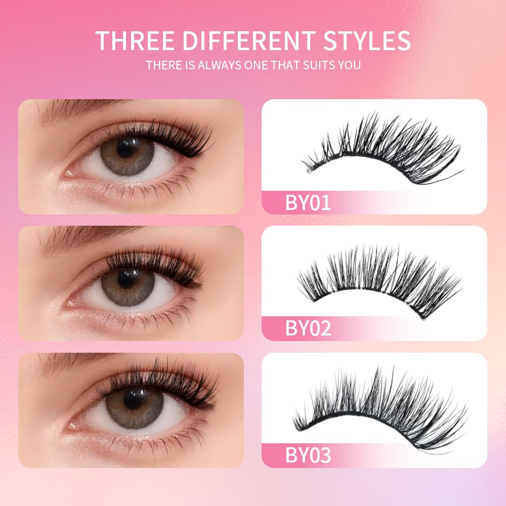 AKARA Ciglia Finte Naturali 10 Paia 3D Mezze Ciglia Finte False Eyelashes Visone Artificiale (BY02)