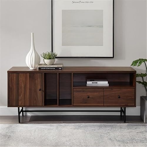 Miniatura 4 de Walker Edison Moderno soporte de TV de madera con almacenamiento de discos para televisores de pantalla plana de hasta 65 pulgadas, consola