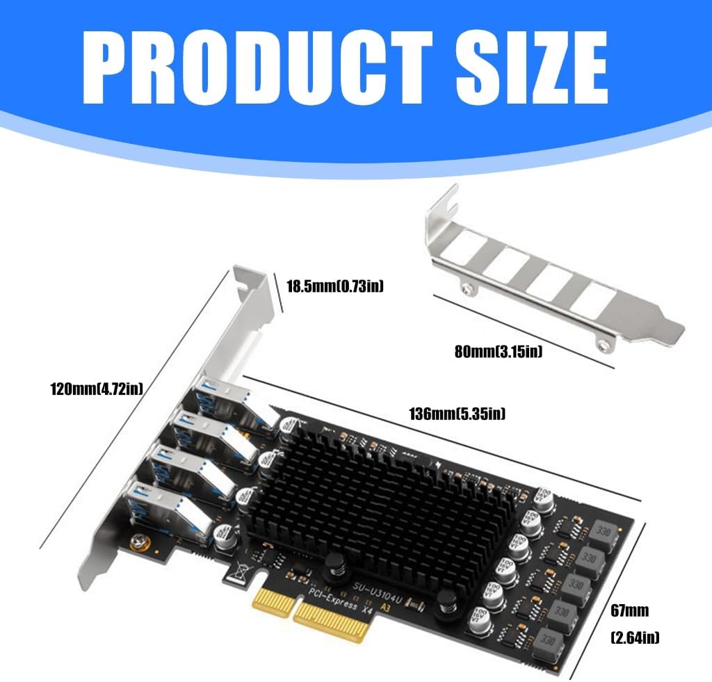 USB3.2 PCIE Expansion Card Adapter External PCIE Extender PCIE Card 4 Port USB3.2 Adapter for Desktop Equipment
