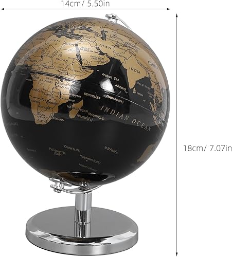Miniatura 2 de Alasum Globo de escritorio dorado negro con soporte de metal blanco decoración terrestre estable para oficina, hogar, estudio, globo educativo para