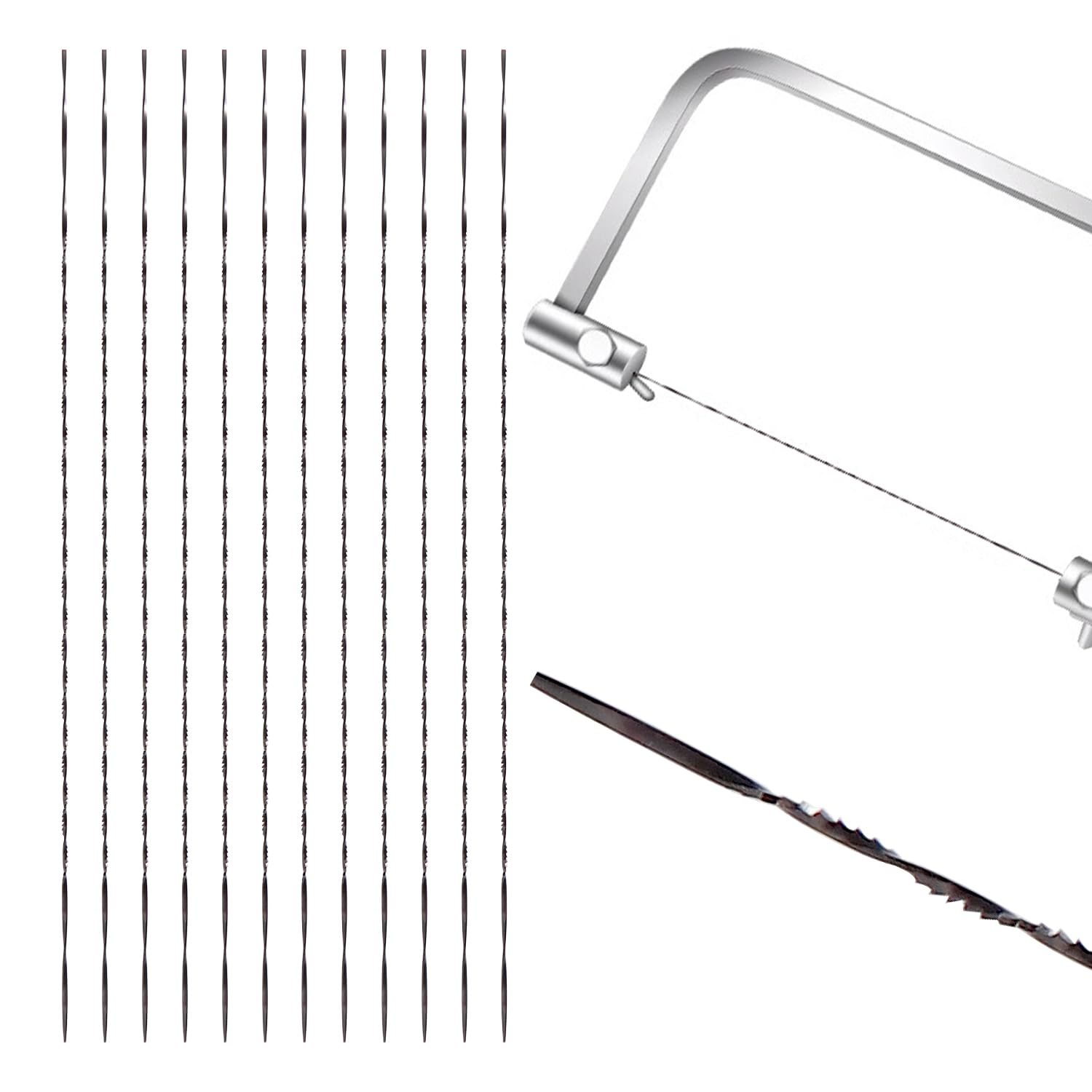 VooGenzek 12 Spiral Teeth Scroll Saw Blades, for Metal Cutting, Black, 2#