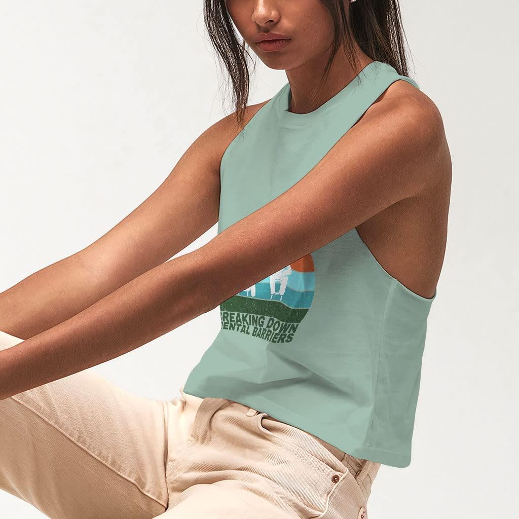Mental Health Racerback Cropped Tank - Retro Women's Tank - Cool Design Tank Top