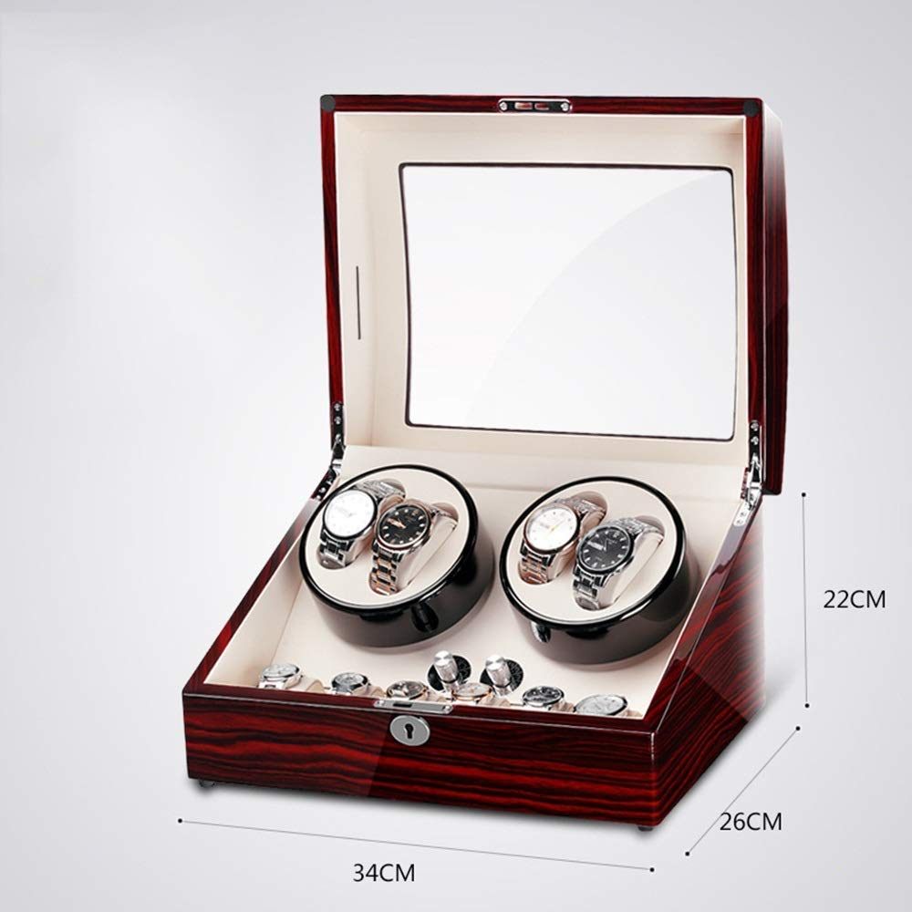 Orologio Meccanico Carica Orologio A 4 Posizioni, Motore Rotante Silenzioso, Scatola per Orologio Meccanico Automatico con Vernice in Legno, Anti-Magnetizzazione, A