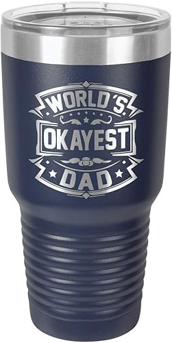 Miniatura 9 de Worlds OKAYEST DAD-B Vaso de 30 oz con pajita  Taza de viaje grabada con láser  Comparar con Yeti Rambler  Idea de regalo para el día del padre y