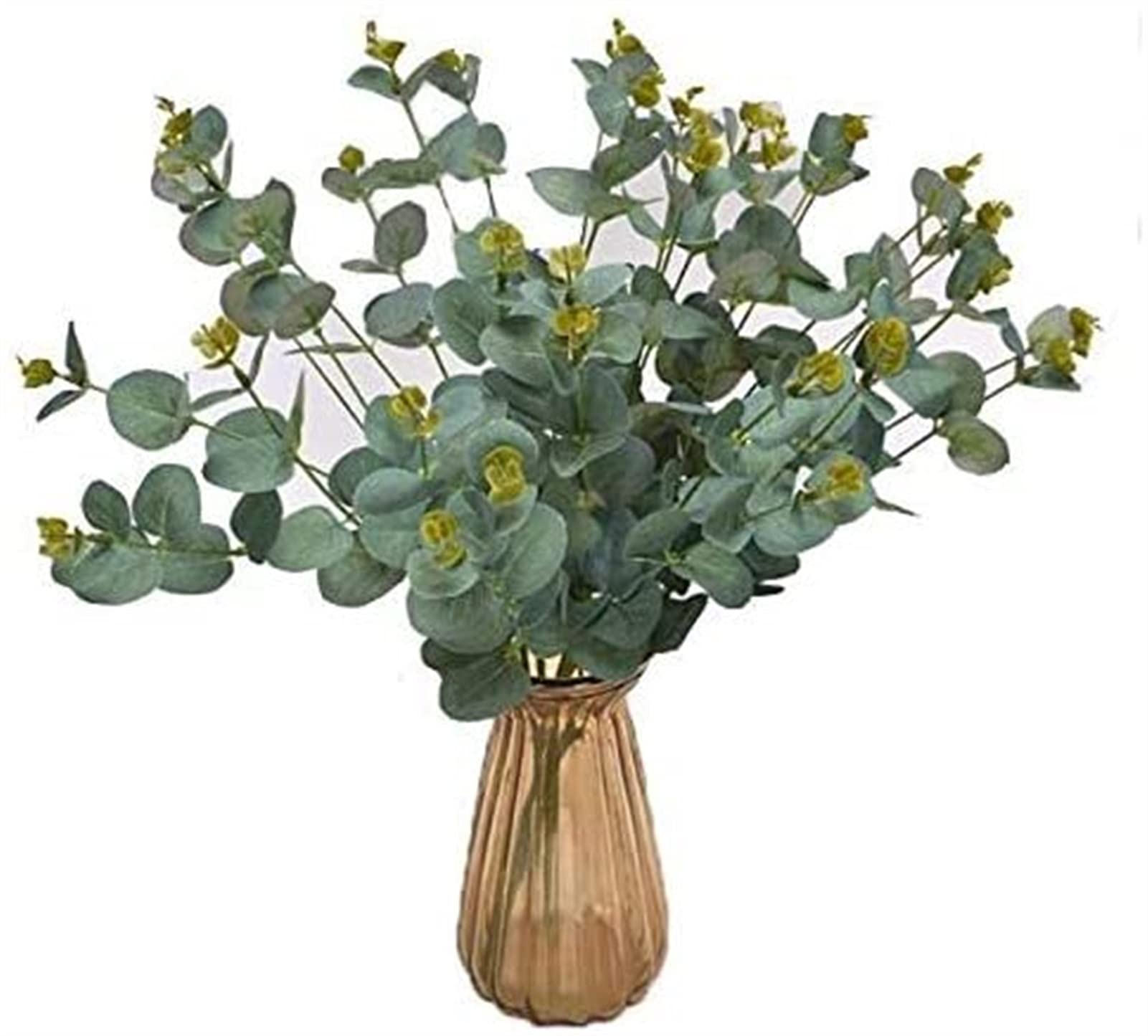 JJJ GCX 8 Pezzi Artificiali Eucalyptus Foglie Foglie Bouquets Piante Artificiali Piante eucalipto Rami Artificiali Piante Verdi for Balcone casa Azienda (Color : Green 2)