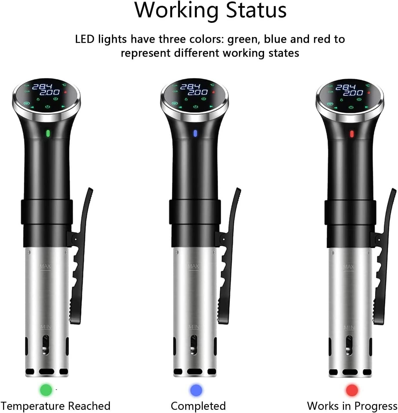 Sous Vide Cooker, 1100W Sous Vide Machine, Fast-Heating Immersion Circulator Precise Cooker with Big Touchscreen Accurate Temperature and Time Control, IPX7 Waterproof, Ultra Quiet Stainless St