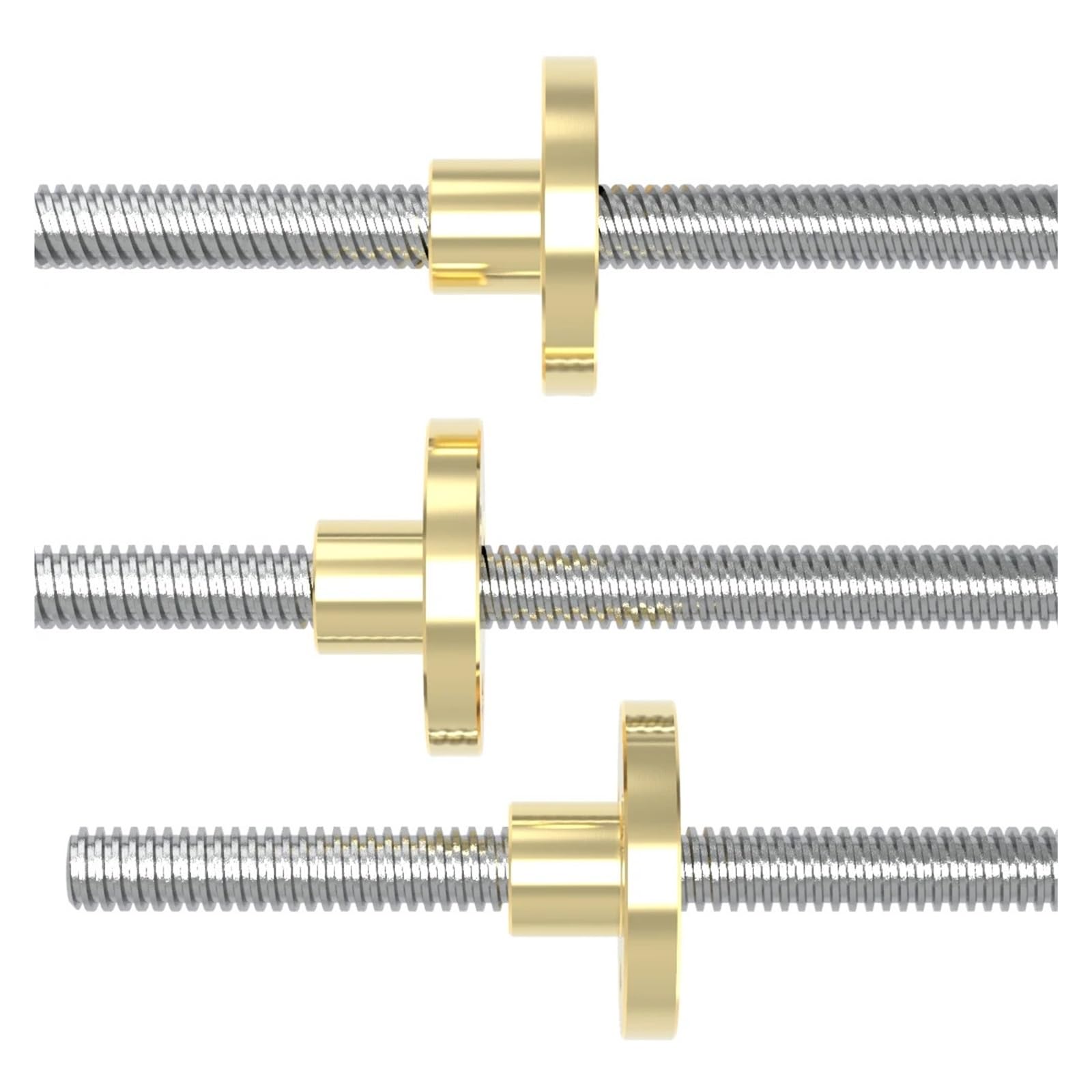 Drukarka 3D T5 śruba pociągowa, gwint 5 mm, prowadnica 6 mm, długość 100 mm, 150 mm, 200 mm, 250 mm, z miedzianą nakrętką (250 mm)
