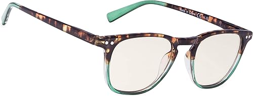 BLUELESS Lentes de computadora de diseño que bloquean los rayos UV, lentes con filtro de luz azul (TortoiseVerde, +4.00)