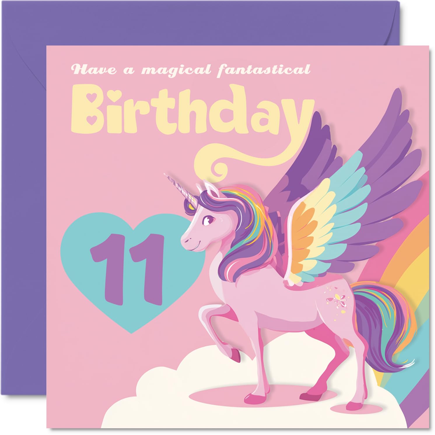 11th Birthday Cards for Girls - Magical Fantastical - Happy Birthday Card for 11 Year Old Girl Cousin Daughter Sister Goddaughter, 145mm Bday Greeting Cards