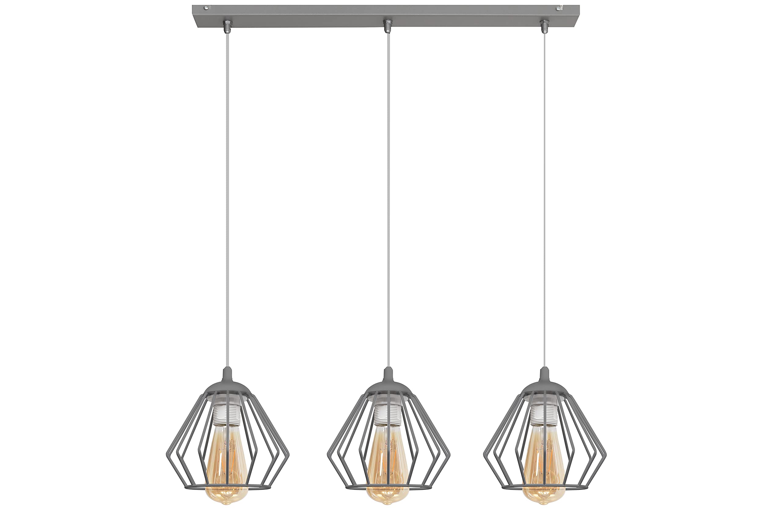 Helam Agat Straight Bar Pendant Ceiling Light Grey 65cm