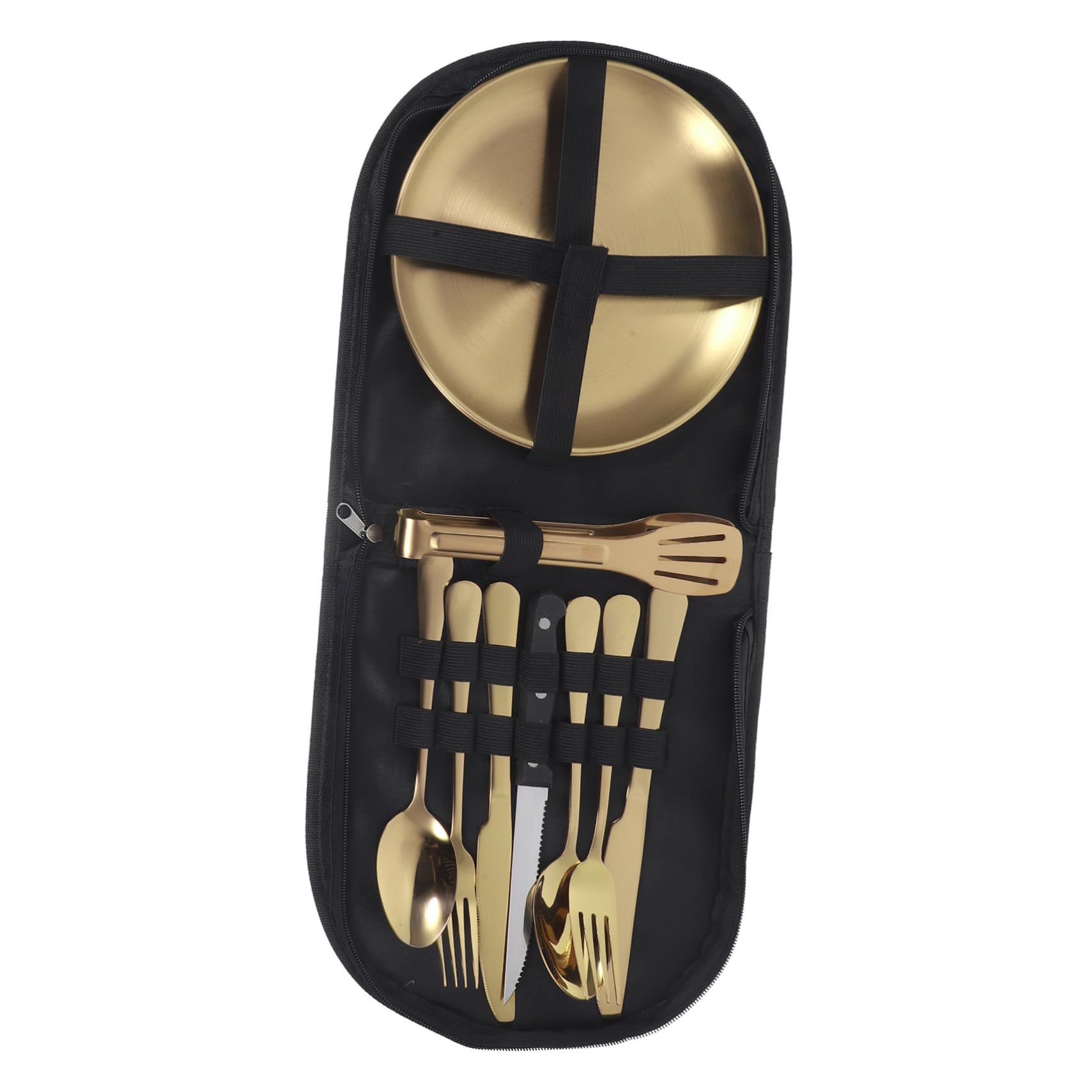 ABOOFAN Campingbesteck Robustes Metallbesteck aus Edelstahl mit Tragetasche Platzsparend und Leicht für Outdoor Camping und Picknick für Unterwegs