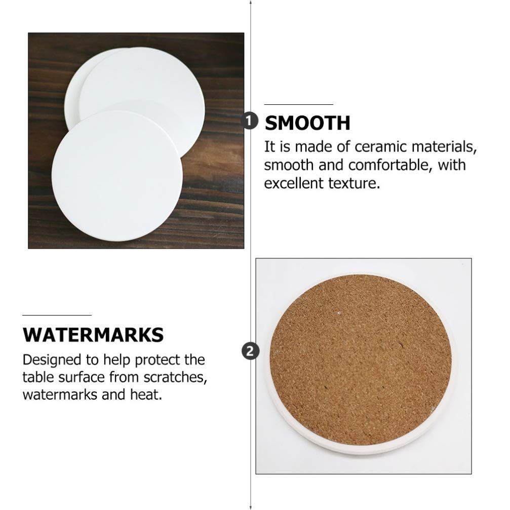 EXCEART 12 Pièces Dessous De Verre en Céramique Dessous De Verre en Carreaux De Céramique sous-Verre De Tasse De Boissons Tapis De Tasse Rond Décor De Café Table Ronde Auto Blanche