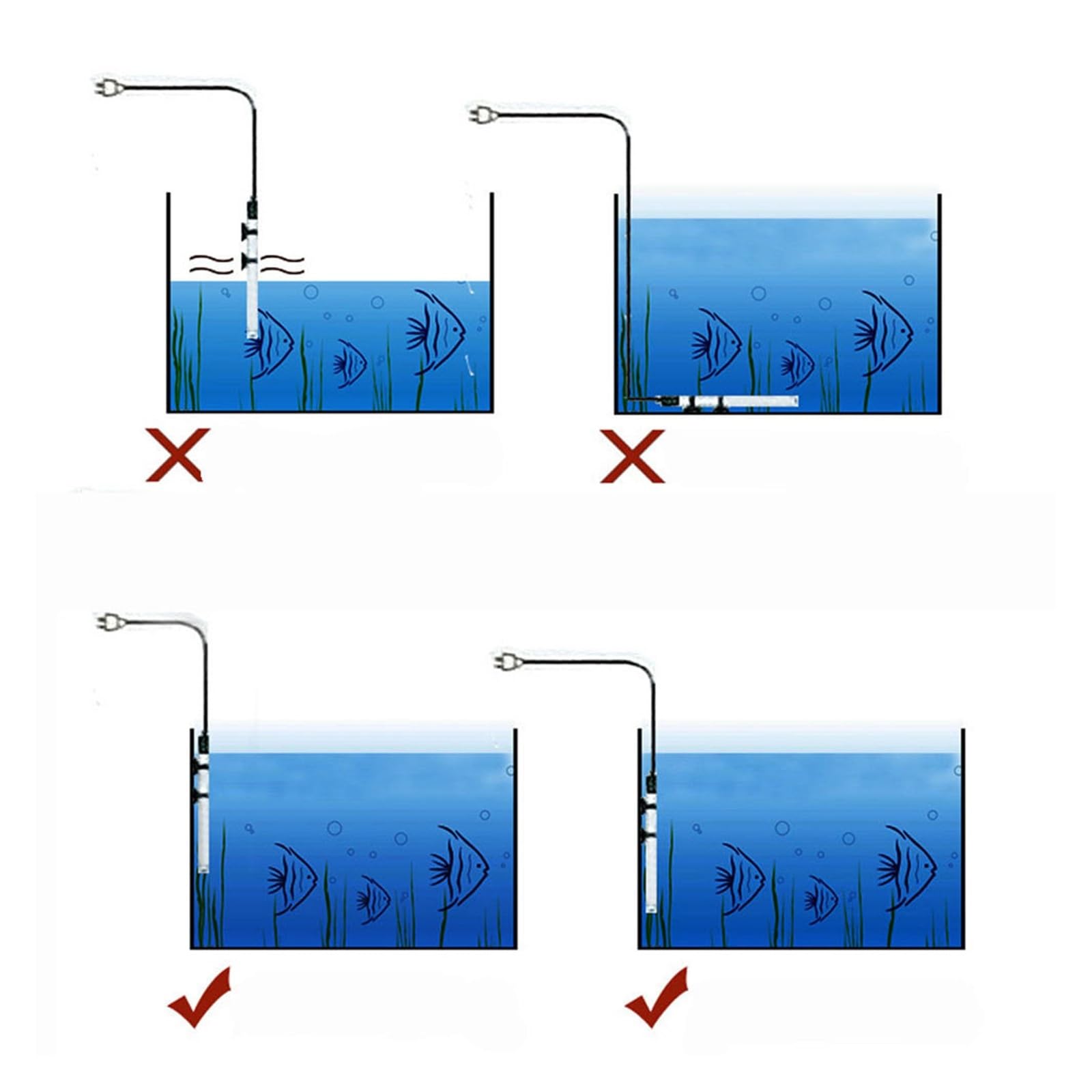 Chauffe-eau submersible for aquarium, 2 pièces, 300 W, réglage automatique de la température