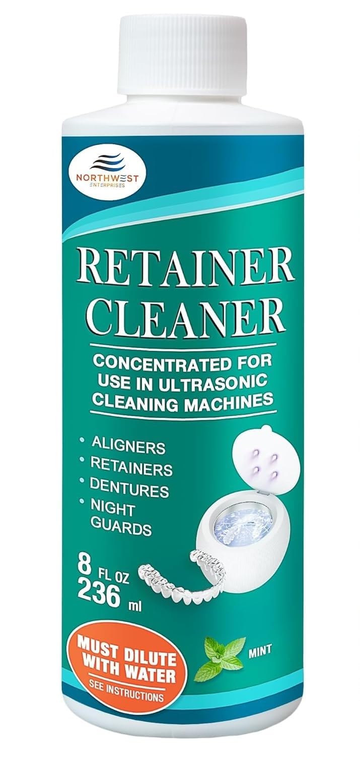 Ultrasonic Retainer Cleaner Solution Concentrate - Ultrasonic Denture Cleaner for Ultrasonic Machines - Cleans Mouthguards, Invisalign, and Nightguards - Updated Formula (Mint) (16 Ounces)
