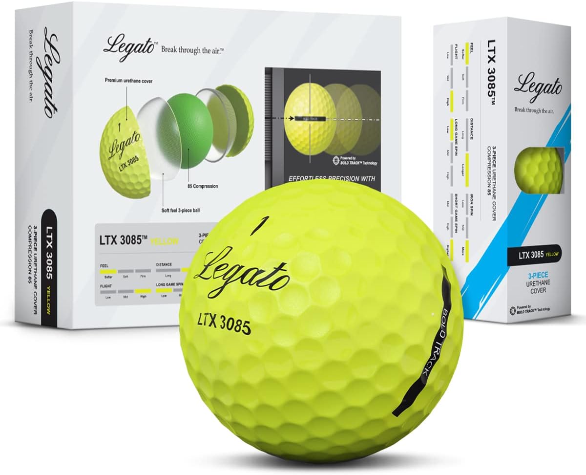 Legato Golf Balls LTX3085 | Designed to Help Golfers Break 90 | Maximized Distance with Softer Feel | 3 Piece | Urethane Cover | 85 Compression