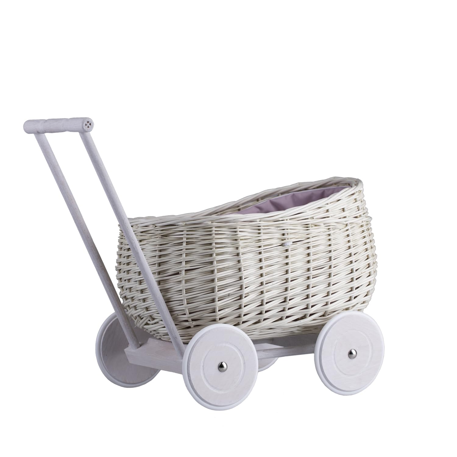 Carrello in vimini, ideale come regalo per ragazzi e ragazze, giocattolo in vimini (crema)
