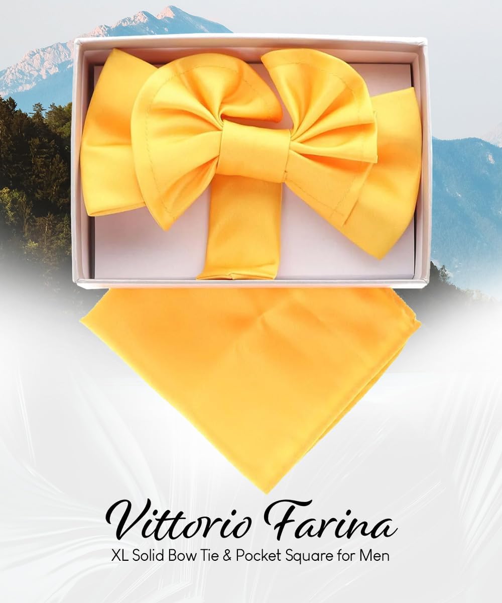 XL Solid Bow Tie & Pocket Square Set
