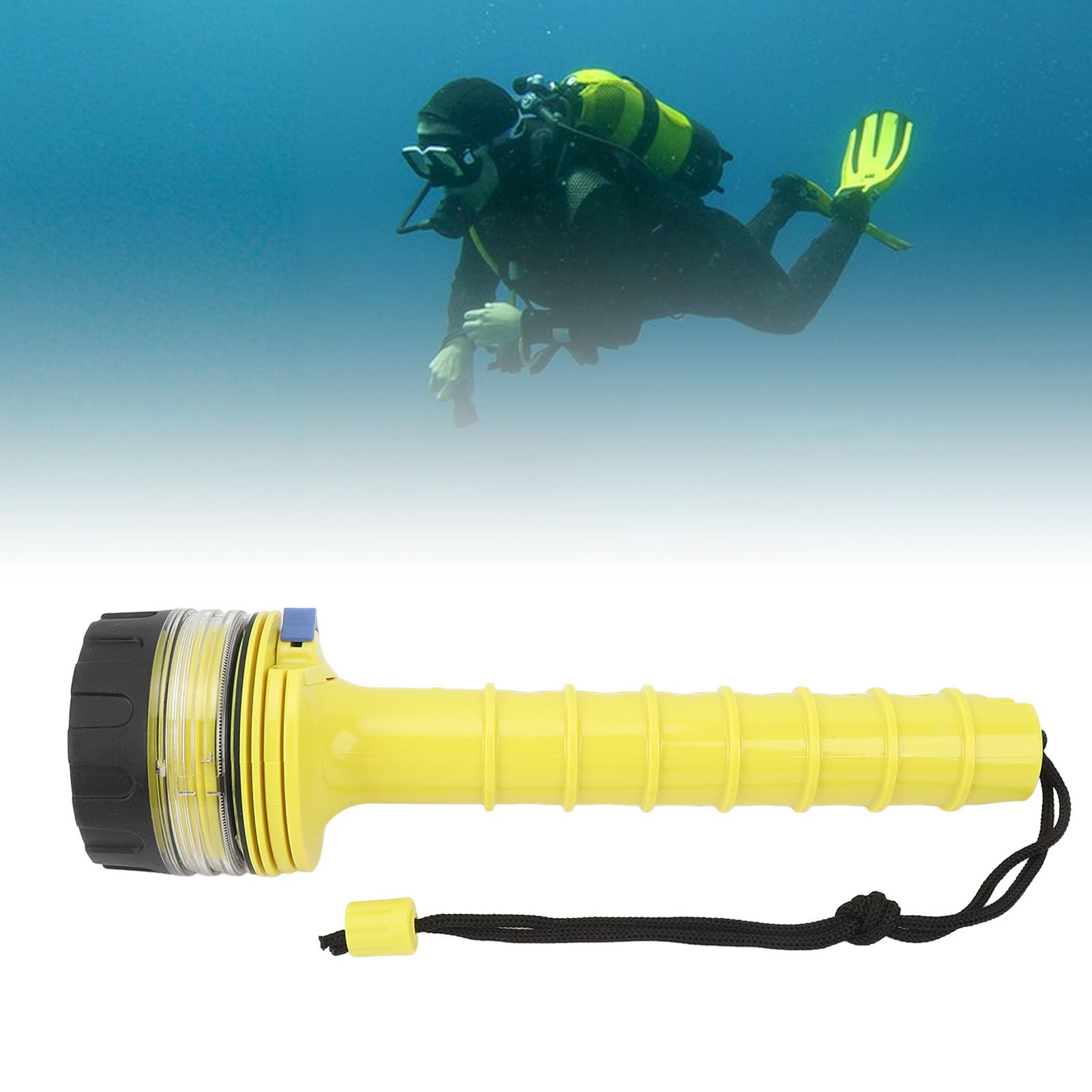 Torcia Subacquea Torcia Sommergibile a LED Ultra Luminosa Impermeabile per Immersioni in Campeggio Giallo