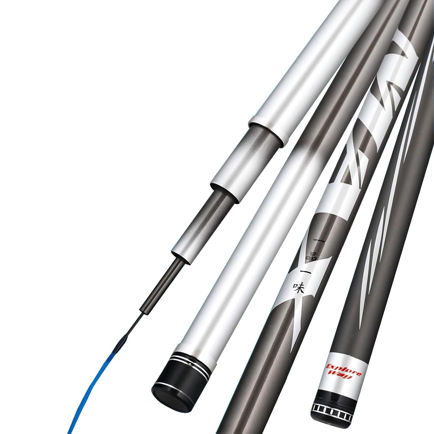 Canna da pesca telescopica in fibra di carbonio da 6h 19tone 3,6 m a 10 m | Canna da pesca manuale per fiumi, laghi e bacini artificiali(6.6m)