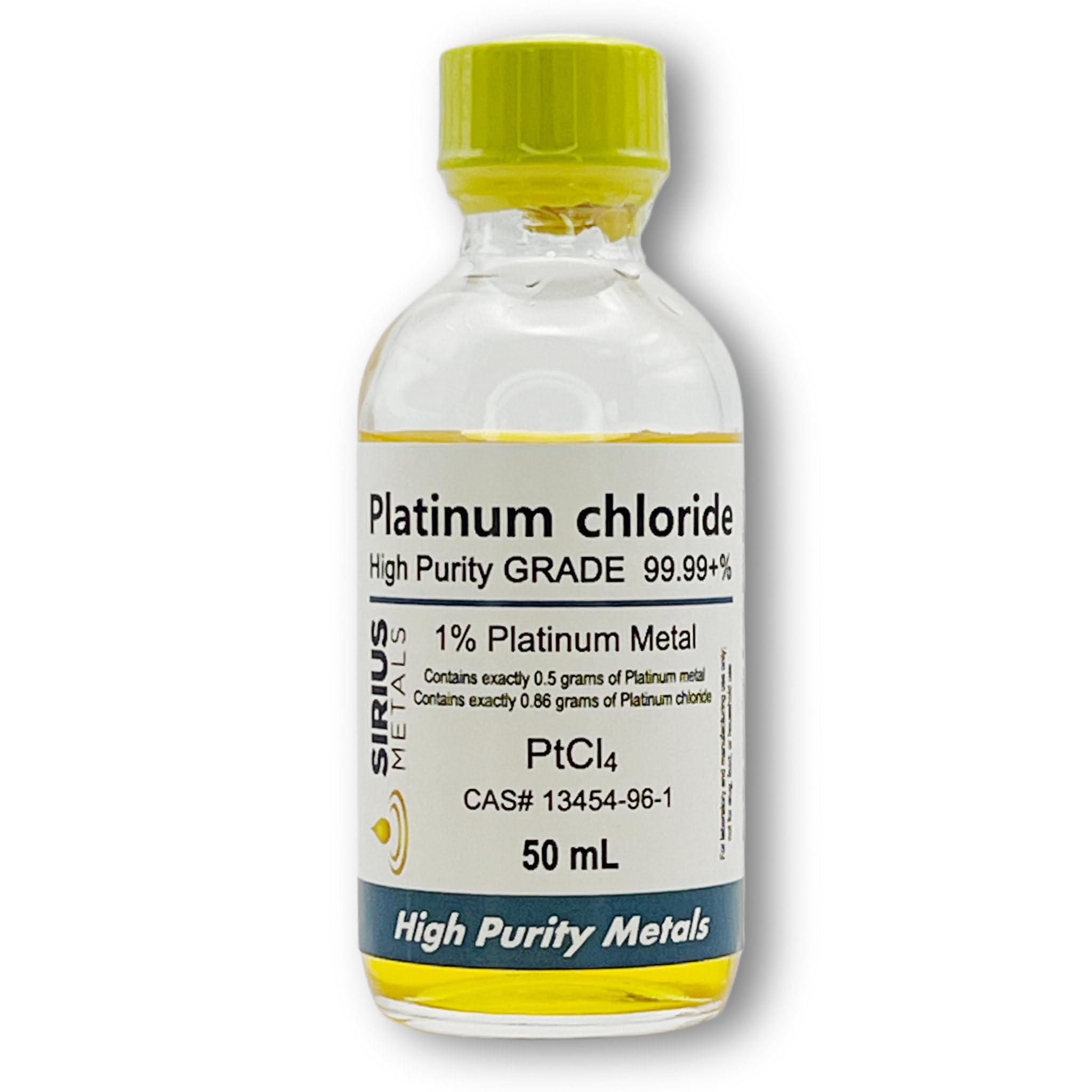 1.727% Platinum Chloride Solution (1.0% as 99.997% Pure Platinum Metal) - 50 mL in Glass Bottle