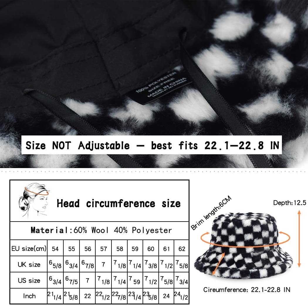 Campsis Winter Faux Bucket Hat Wool Fluffy Plush Bucket Hat Thick Fuzzy Fisherman Hat - Image 5