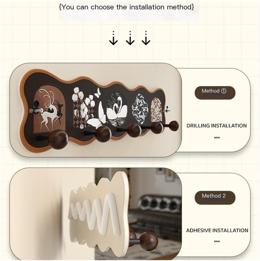 Hat Rack for Wall No Drill Wall Hooks for Living Room, Decorative & Storage Hangers