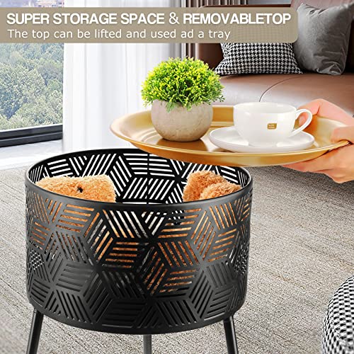 Jeroal Round Side Table Set Of 2, End Table With Durable Iron Legs Support, Small Side Accent Table With Storage For Living Room Bedroom Outdoor And Small Space, Easy Assembly. #TOP4