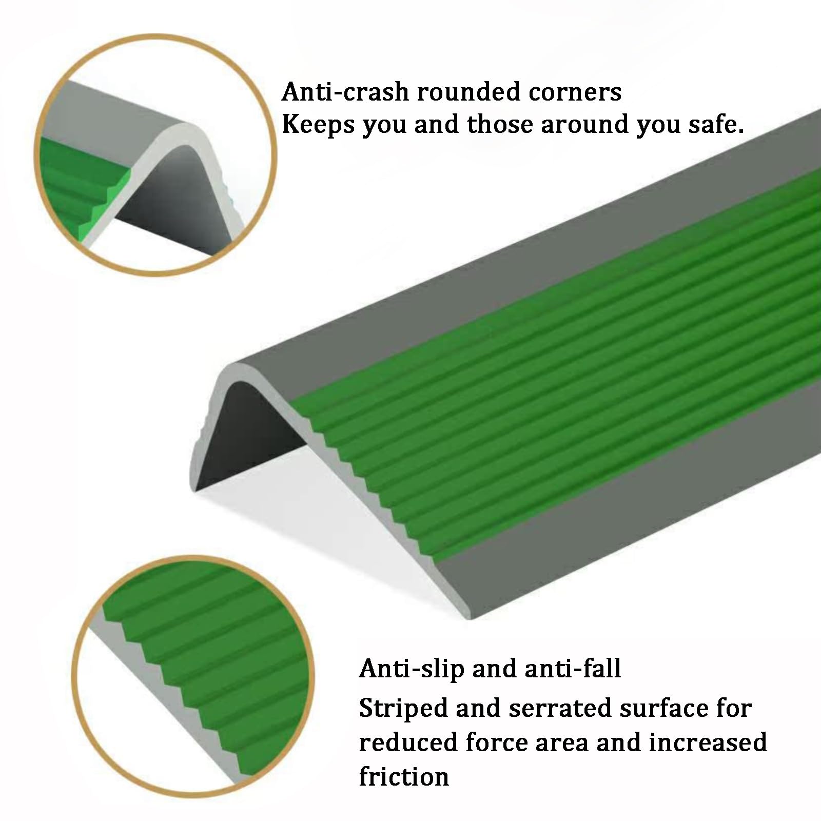 Perfil De Borde De Escalera, Cantonera Protector para Cantonera De Escalera, Autoadhesivo De Borde para Escaleras, Borde De La Esquina De Seguridad, Fácil De Instalar Antideslizante Tiras(Green,2m)