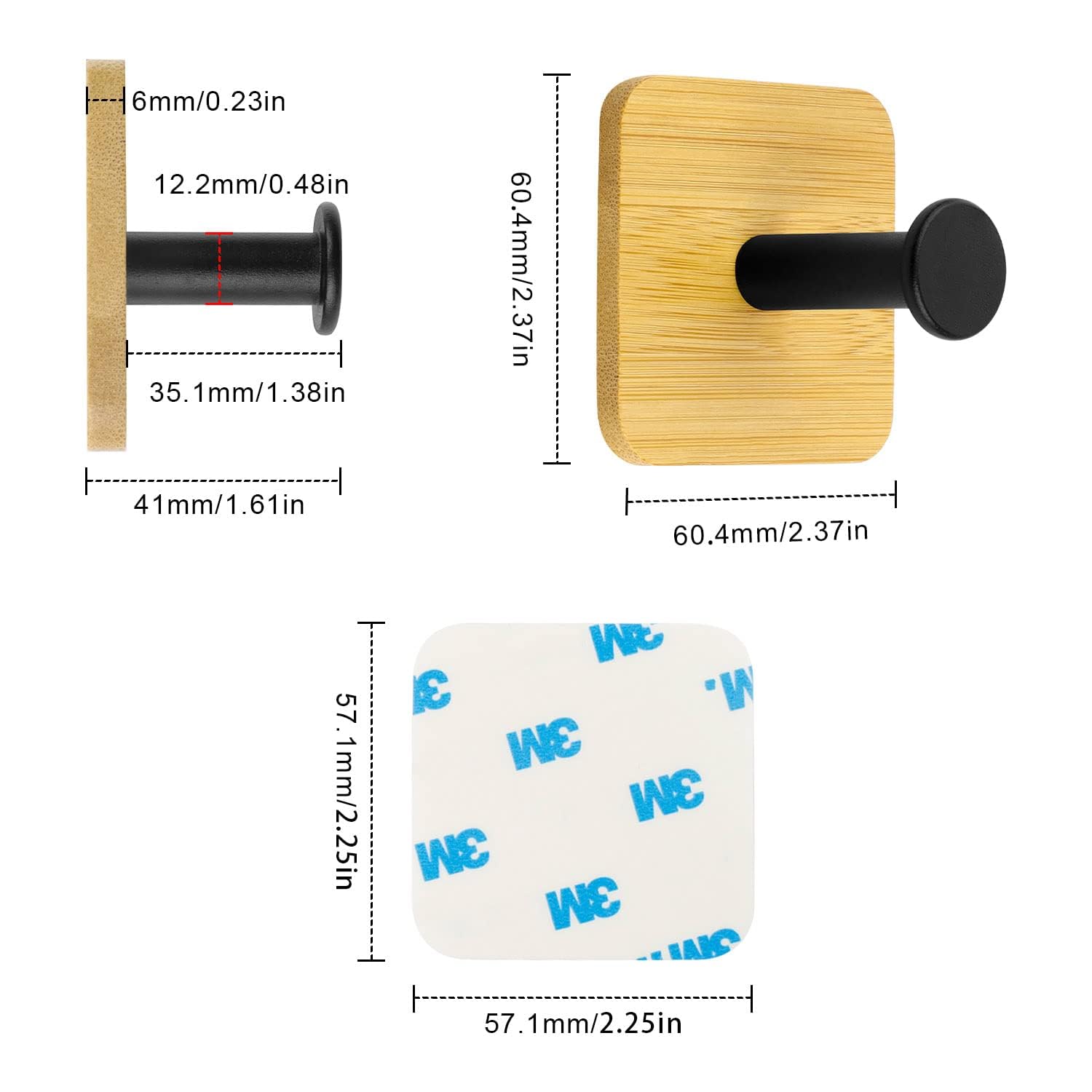 Appendiabiti Da Muro 2 Pezzi | Design In Legno E Metallo - Adesivo 3M, Nessuna Perforazione