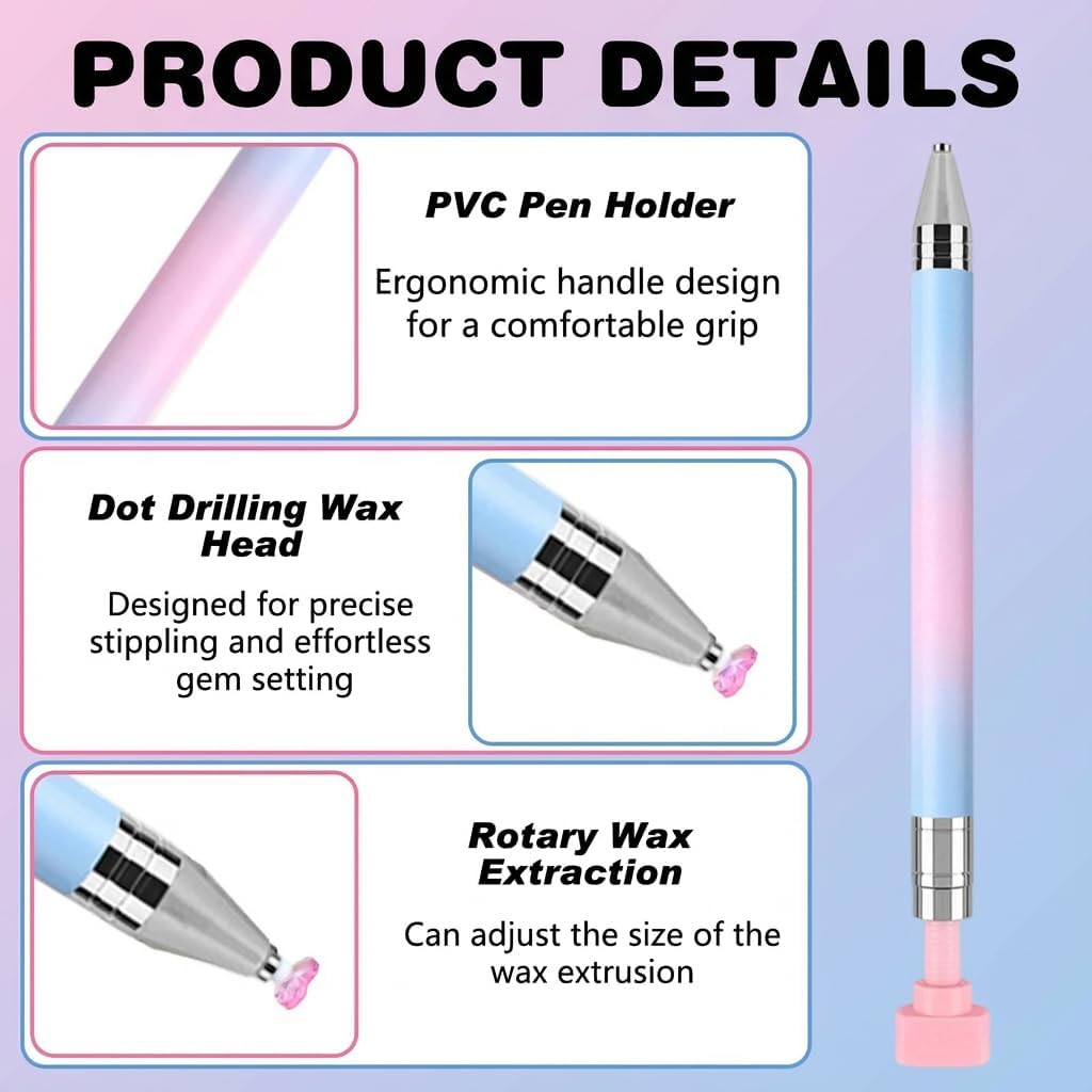 3Pcs 2026 New Refillable Wax Pen for Diamond Painting Set, Automatic Refillable Art Pens with 2 Refill Pads Nail Art DIY & Diamond Painting image 4