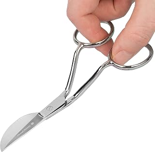 ThreadNanny Duckbill Scissors (4.5-Inch) - Duckbill Applique Scissors for Professionals - Ergonomically Bent Curved Offset Handle - Paddle Shaped, Razor-Sharp, Premium Grade German Steel