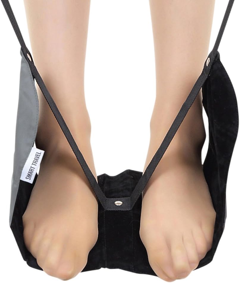 Portable Travel Footrest 2nd Generation/Easy Carry & Setup Foot Rest Ultralight Compact Smart Hammock-Style,for Air Plain and Buses (2-G2. 2nd Generation Premium Gray)