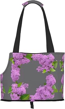 Soft Sided Collapsible Pet Travel Carrier for Medium Cats and Puppy, for Subway/Shopping/Hiking,Framing Lilac Flowers in Blossom Print