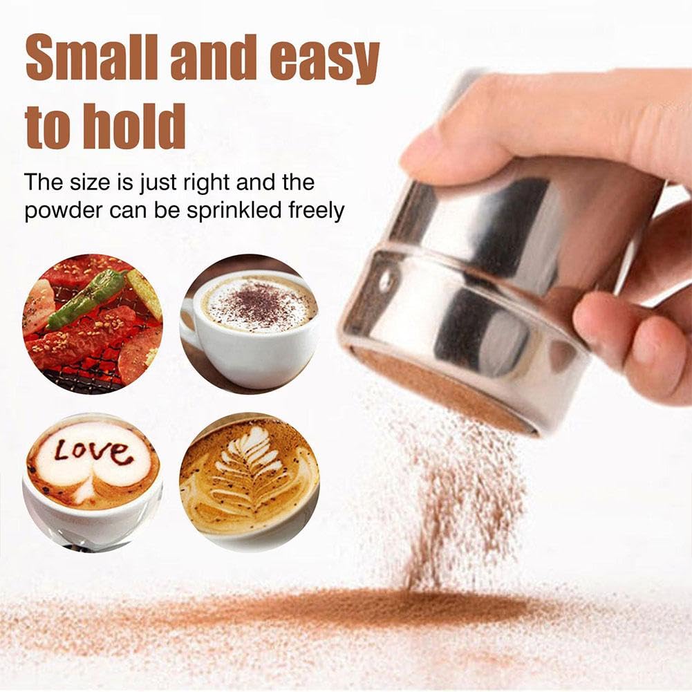 Shaker Duster - Spolverino per cioccolato, in acciaio inox, con coperchio, draga, glassa, zucchero, spolverino a maglia fine, per farina di cacao, cappuccino, glassa e zucchero