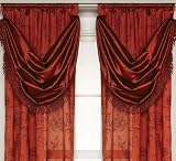 Carrington Cinnabar 40" W x 63" L Rod Pockets Panel Drapes Curtains Roses Burgundy/Red