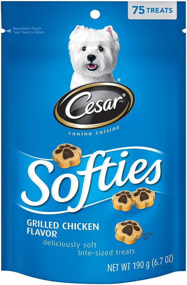 Cesar Softies Grilled Chicken Flavor Dog Treats (Pack Of Six 6.7-Ounce Pouches)